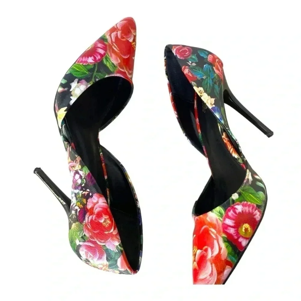 CHARLOTTE RUSSE | Varcityy Floral Multi D'Orsay Heels  Size 9